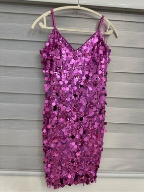 Girls' Sparkle Sequin Slip Dress - Hot Pink